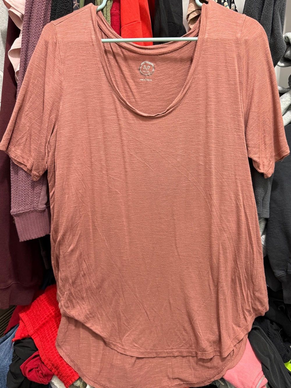 Maurices Scoop Neck Short Sleeve Top in Dusty Rose